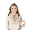 IFEBEGU Invisible Pocket Travel Scarf Winter Plaid Infinity Scarf with Zipper Pocket to store Phone, Keys, and Wallet,Women Lightweight Travel Neck Wrap (Snow Cotton Off White) view 1