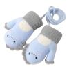 Kids Toddler Mittens with String Cartoon Winter Knit Warm Fleece Lined Snow Gloves for Baby Girls Boys (Blue, One Size) view 1