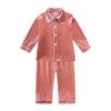 Kids Tales Child Velvet Pajama Sets Christmas Button Down Long Sleeve Shirt + Long Pants Boys Girls Solid Loungewear 2PCS view 1