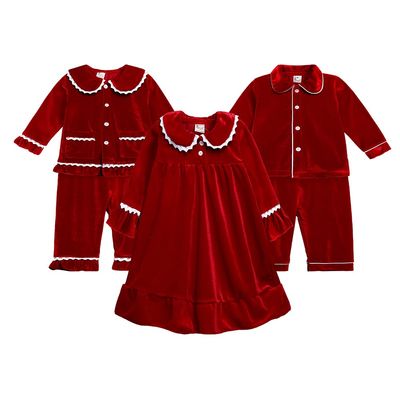 Kids Tales Child Velvet Pajama Sets Christmas Button Down Long Sleeve Shirt + Long Pants Boys Girls Solid Loungewear 2PCS
