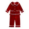 Kids Tales Child Velvet Pajama Sets Christmas Button Down Long Sleeve Shirt + Long Pants Boys Girls Solid Loungewear 2PCS view 2