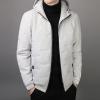 JEsilunmaMY Men's Winter Cropped Hood Puffer Jacket Lightweight Zip Up Warm Thicken Down Coat Fashion Windproof Padded Coat (Khaki,Medium) view 2