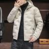 JEsilunmaMY Men's Winter Cropped Hood Puffer Jacket Lightweight Zip Up Warm Thicken Down Coat Fashion Windproof Padded Coat (Khaki,Medium) view 3