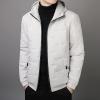JEsilunmaMY Men's Winter Cropped Hood Puffer Jacket Lightweight Zip Up Warm Thicken Down Coat Fashion Windproof Padded Coat (Khaki,Medium) view 4