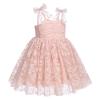 1st Birthday Girl Dress Outfit Baby Boho Floral Tulle Dress Sleeveless Spaghetti Straps Princess Tutu Dress Toddler Cake Smash Photoshoot Dress Light Pink Floral 3-4 Years view 3