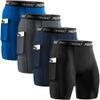 Niksa 4 Pack Compression Shorts Men with Pocket, Spandex Running Shorts Sport Athletic Workout Performance Underwear view 1
