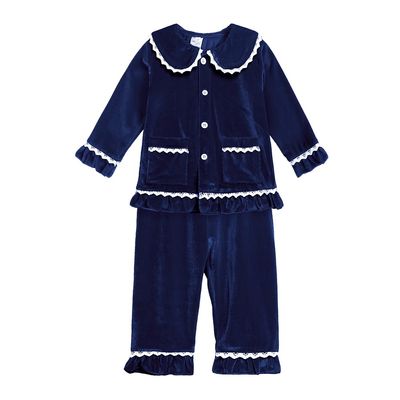 Kids Tales Child Velvet Pajama Sets Christmas Button Down Long Sleeve Shirt + Long Pants Boys Girls Solid Loungewear 2PCS