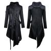 QAHEART Men's Long Tench Coats, Steampunk Vintage Hooded Jacket, Windproof Warm Medieval Gothic Tailcoat Halloween Costume view 2