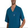 COZYFIT Men Scrubs Set  Stretch V-Neck Scrub Top & Jogger Pant with 8 Pockets, Yoga Waistband, Anti-Wrinkle - Caribbean Blue, M view 4