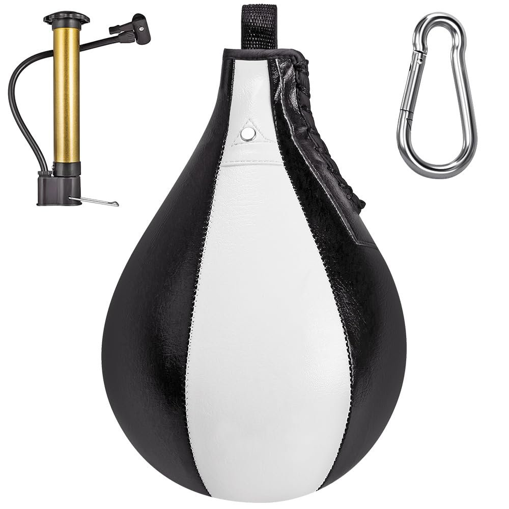 Benelabel Leather Speeds Bag for Boxing Speed Bag with Inflator and Carabiner- Improve Reflexes & Speed for Boxing & MMA
