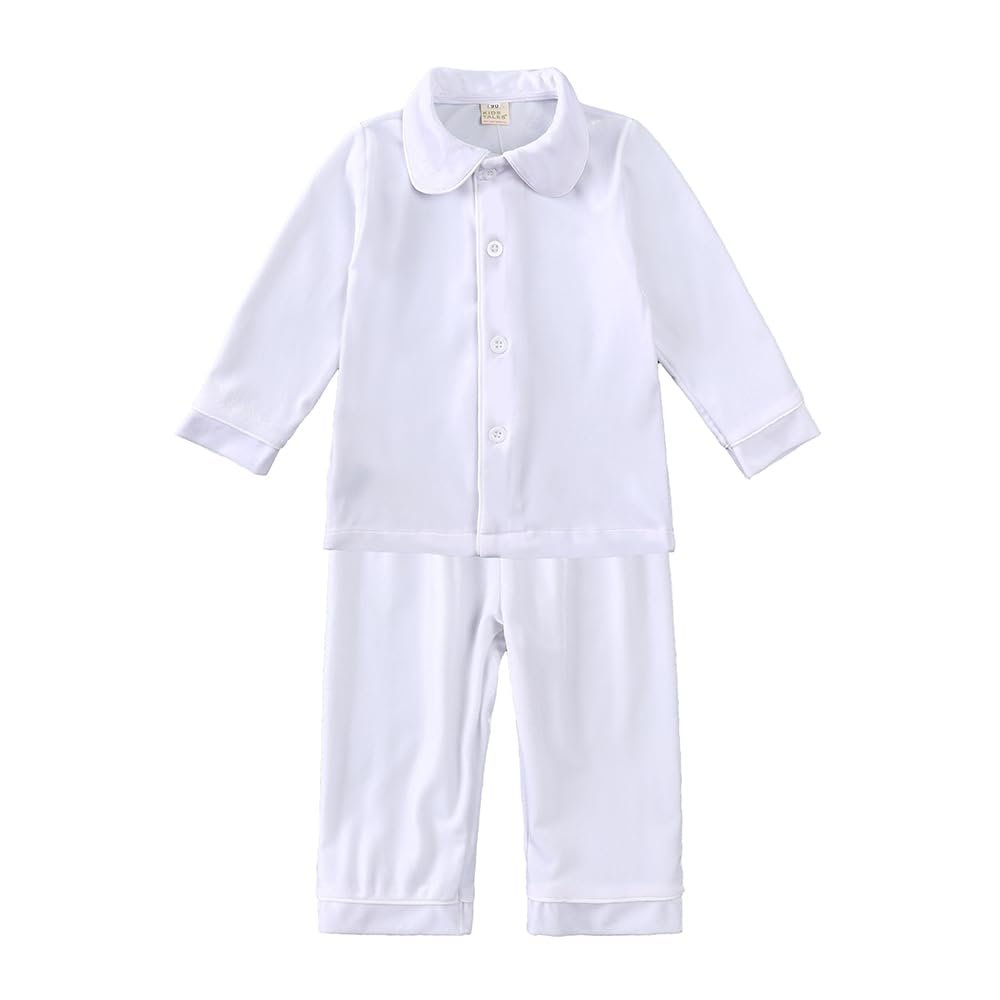Kids Tales Child Velvet Pajama Sets Christmas Button Down Long Sleeve Shirt + Long Pants Boys Girls Solid Loungewear 2PCS