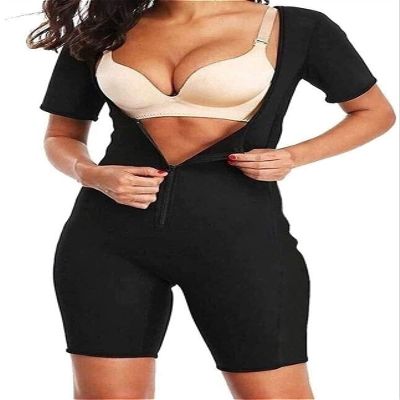 YANFU Sauna Suit For Women Full Body Short Sleeve Sauna Suit With Shorts Full Body Shaper Sauna Suits (Color : Black, Size : Small)