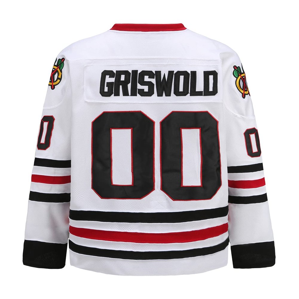 oldtimetown Youth Griswold #00 Movie Hockey Jerseys Stitched Letters and Numbers S-L White