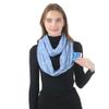 IFEBEGU Invisible Pocket Travel Scarf Winter Plaid Infinity Scarf with Zipper Pocket to store Phone, Keys, and Wallet,Women Lightweight Travel Neck Wrap (CM-01blue) view 3