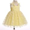 1st Birthday Girl Outfit Baby Floral Dress Princess Tutu Tulle Party Pageant Special Occasion Dresses Toddler Kids Spaghetti Straps Smocked Bowknot Wedding Little Flower Girl Dress Yellow 12-18M view 4