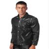dPois Men Long Sleeve Shiny Sequin Shirts Latin Jazz Dancewear Stage Performance Costume Fancy Shirt Top Black Medium view 3