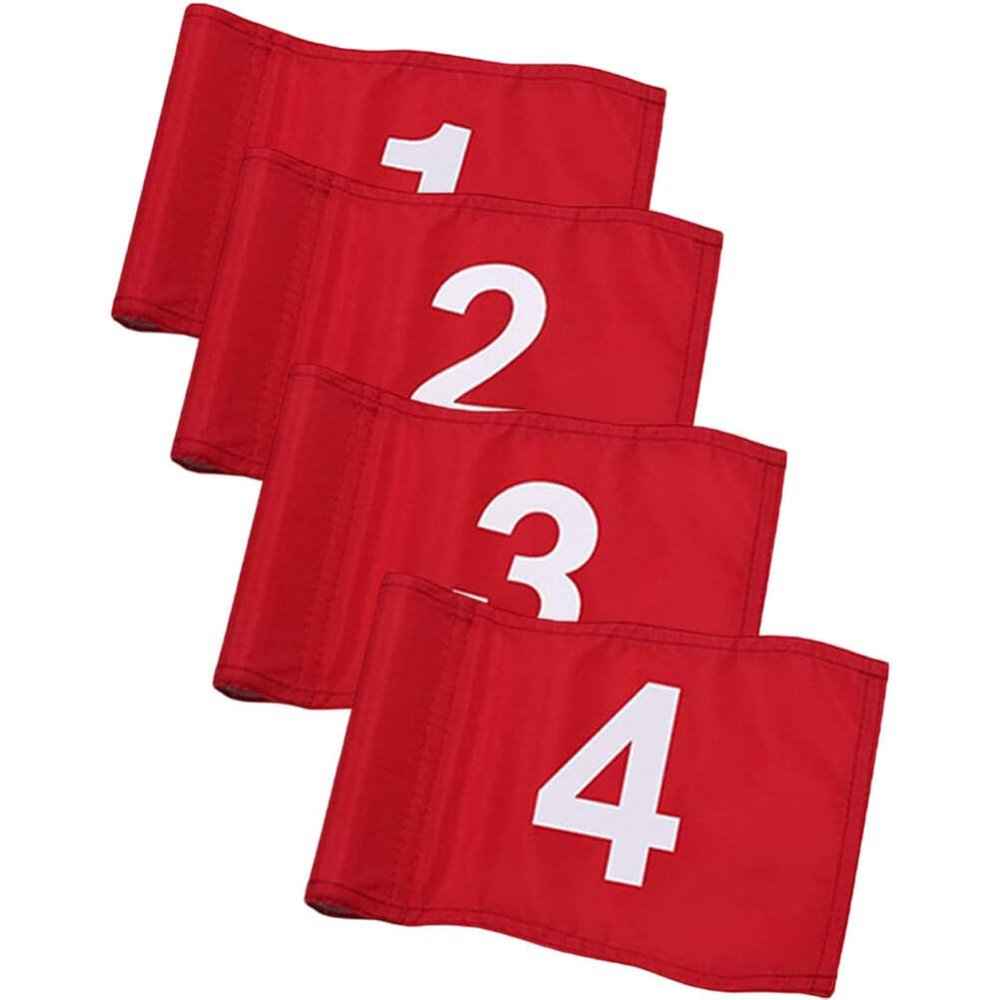 jojofuny 4Pcs Numbered Golf Flags for Putting Green Training Lightweight Wear-Resistant Nylon Pin Flags Golf Targeting Flags for Yard Practice and Accuracy Improvement