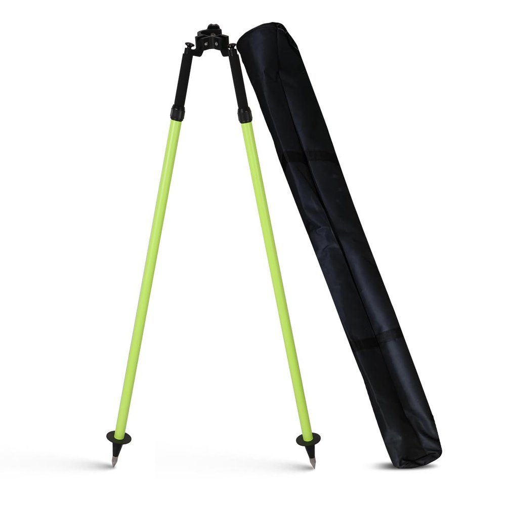 MUTOOP Pole Bipod for Surveying Equipment - Adjustable Aluminum Bipod for GPS Rover Prism Poles Total Station with Thumb Release and Carry Bag(Green)