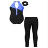 ranrann Kids Girls Shiny Ballet Dance Outfits Sleeveless Gymnastic Leotard with Shorts and Hair Band Tracksuit Unitards Blue&Black 12 Years view 2
