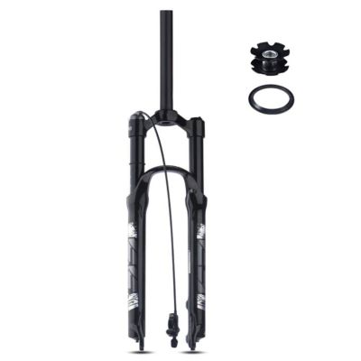 ZECHAO Air Supension Front Fork,26/27.5/29in Mountain Bike Suspension Fork 100mm Travel Remote Lockout Disc Brake 9mm Quick Release Outdoor (Color : Black-Straight, Size : 29inch)