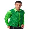 dPois Men Long Sleeve Shiny Sequin Shirts Latin Jazz Dancewear Stage Performance Costume Fancy Shirt Top Green Medium view 2