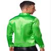 dPois Men Long Sleeve Shiny Sequin Shirts Latin Jazz Dancewear Stage Performance Costume Fancy Shirt Top Green Medium view 4