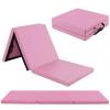 GYMAX Folding Gymnastics Mat, Tri-fold 6 x 2 x 2 Exercise Mat with Carrying Handles, Waterproof PU Leather, Hook & Loop Fasteners, Portable Lightweight Tumbling Mat for Yoga Home Gym Fitness (Pink) view 1