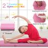 GYMAX Folding Gymnastics Mat, Tri-fold 6 x 2 x 2 Exercise Mat with Carrying Handles, Waterproof PU Leather, Hook & Loop Fasteners, Portable Lightweight Tumbling Mat for Yoga Home Gym Fitness (Pink) view 3