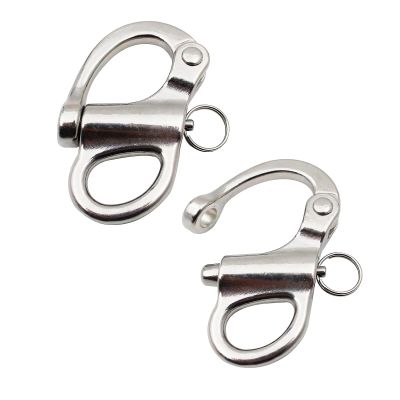 Quick Release Clip Stainless Steel 316 Snap Shackle 2PCS Sailboat Rigging Shackle Swivel Eye Mini Carabiner-52mm