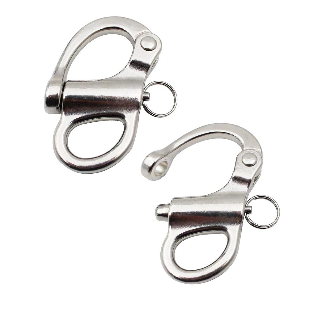 Quick Release Clip Stainless Steel 316 Snap Shackle 2PCS Sailboat Rigging Shackle Swivel Eye Mini Carabiner-52mm