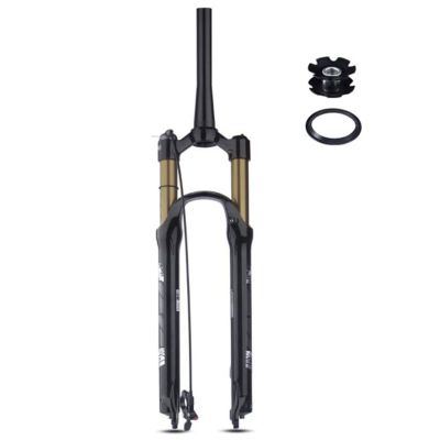 ZECHAO Air Supension Front Fork,26/27.5/29in Mountain Bike Suspension Fork 100mm Travel Remote Lockout Disc Brake 9mm Quick Release Outdoor (Color : Gold-Tapered, Size : 26inch)