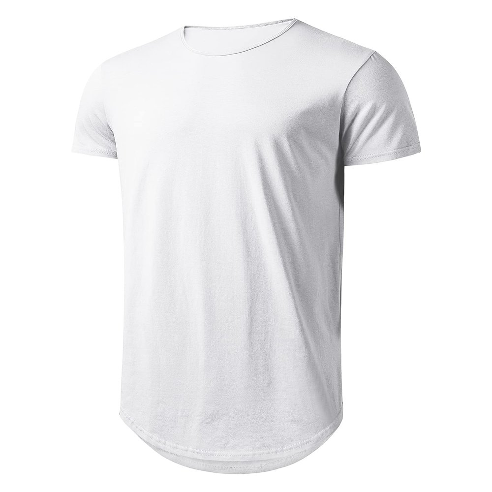 Athlemon Mens Long Shirts for Men Extra Long T Shirts Mens t-Shirts Longline Hipster Reflective Line Scallop Tees