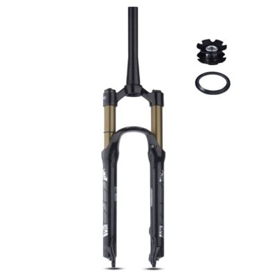 ZECHAO Mountain Bike Suspension Fork,100mm Travel Shoulder Control 26/27.5/29inches Bike Shock Absorber Forks 9mm Axle Quick Release Outdoor (Color : Gold-Tapered, Size : 26inch)