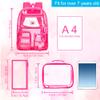 CCJPX 3Pcs Clear Backpack for Girls, School Transparent Bookbag for Women, Cute Heavy Duty See Through Backpacks for Teens Elementary (Rose) view 3
