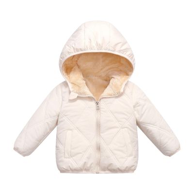 Baby Girls Boys' Winter Fleece Jackets With Hooded Toddler Cotton Dress Warm Lined Coat Outer (White, 12-18 Months)