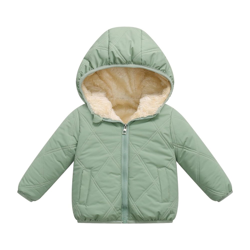 Baby Girls Boys' Winter Fleece Jackets With Hooded Toddler Cotton Dress Warm Lined Coat Outer (Green, 5-6 Years)