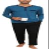 Yukiuiny Mens Long Sleeve Pyjama Sets Comfy Lounge Nightwear Tops Pants,Blue Cotton Top/Black Bottom XL view 1
