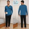Yukiuiny Mens Long Sleeve Pyjama Sets Comfy Lounge Nightwear Tops Pants,Blue Cotton Top/Black Bottom XL view 2
