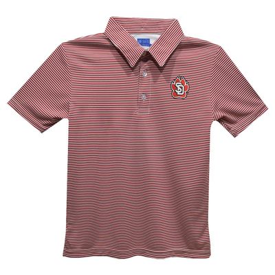 University of South Dakota Polo Shirts for Boys 100% Polyester - Embroidered Stripes Short Sleeve Polo Boys Shirt Red Stripes Short Sleeve Polo Boys Shirt