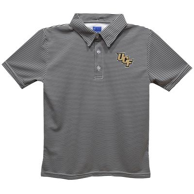 Vive La Fete University of Central Florida Polo Shirts for Boys 100% Polyester - Embroidered Stripes Short Sleeve Polo Boys Shirt Black Stripes Short Sleeve Polo Boys Shirt