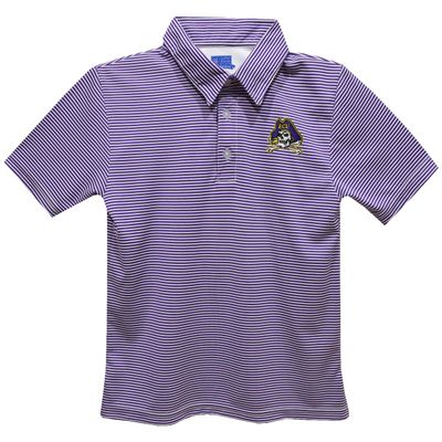 East Carolina Pirates Polo Shirts for Boys 100% Polyester - Embroidered Stripes Short Sleeve Polo Boys Shirt Purple Stripes Short Sleeve Polo Boys Shirt