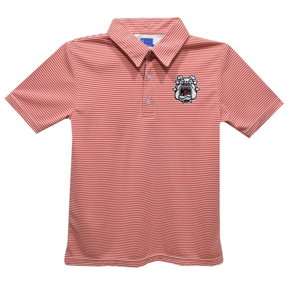 Vive La Fete Fresno State Polo Shirts for Boys 100% Polyester - Embroidered Stripes Short Sleeve Polo Boys Shirt Red Stripes Short Sleeve Polo Boys Shirt