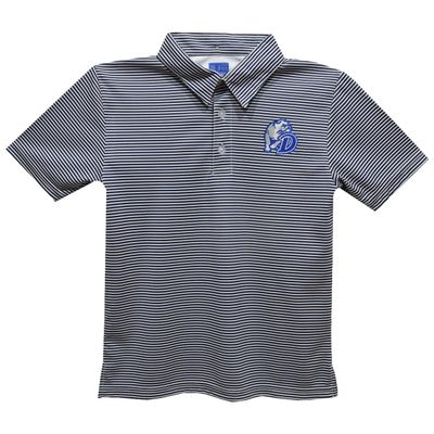 Drake University Polo Shirts for Boys 100% Polyester - Embroidered Stripes Short Sleeve Polo Boys Shirt Navy Stripes Short Sleeve Polo Boys Shirt