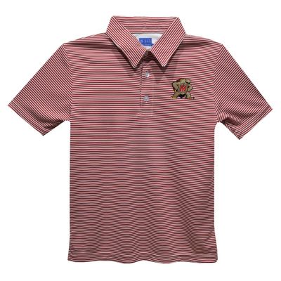 Vive La Fete University of Maryland Polo Shirts for Boys 100% Polyester - Embroidered Stripes Short Sleeve Polo Boys Shirt Red Stripes Short Sleeve Polo Boys Shirt