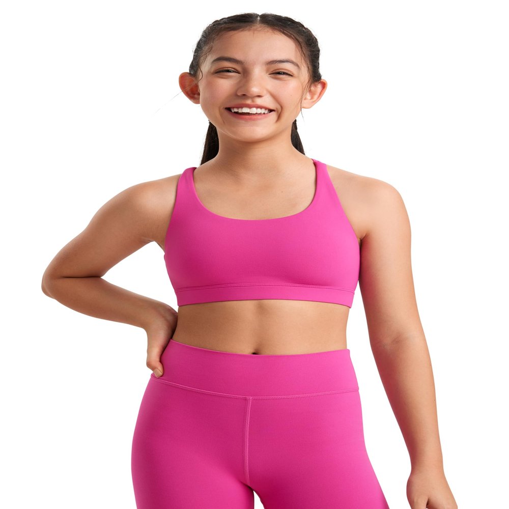 CRZ YOGA Girls Butterluxe Cross Back Sports Bra Hibiscus Purple X-Large