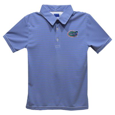 University of Florida Polo Shirts for Boys 100% Polyester - Embroidered Stripes Short Sleeve Polo Boys Shirt Royal Stripes Short Sleeve Polo Boys Shirt