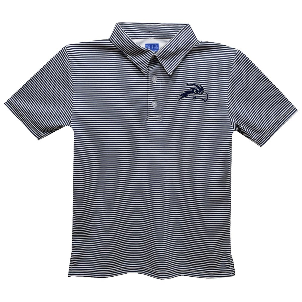 University of North Florida Polo Shirts for Boys 100% Polyester - Embroidered Stripes Short Sleeve Polo Boys Shirt Navy Stripes Short Sleeve Polo Boys Shirt