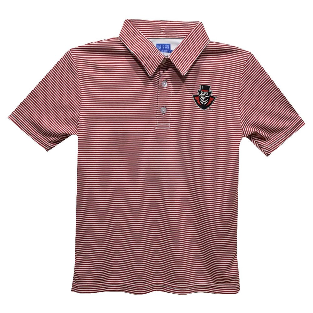 Vive La Fete Austin Peay State University Polo Shirts for Boys 100% Polyester - Embroidered Stripes Short Sleeve Polo Boys Shirt Red Stripes Short Sleeve Polo Boys Shirt