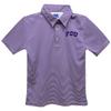 TCU Horned Frogs Polo Shirts for Boys 100% Polyester - Embroidered Stripes Short Sleeve Polo Boys Shirt Purple Stripes Short Sleeve Polo Boys Shirt view 1