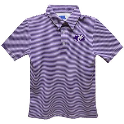 University of North Alabama Polo Shirts for Boys 100% Polyester - Embroidered Stripes Short Sleeve Polo Boys Shirt Purple Stripes Short Sleeve Polo Boys Shirt